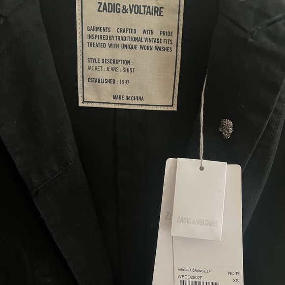 Zadig & Voltaire Virginia grunge jacket.  XS in BLACK. In EXCELLENT CONDITION! - Picture 7 of 14